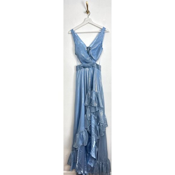 MAC DUGGAL High-Low Ruffle Gown in Powder Blue Size US 0 - Picture 3 of 10